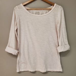 LOFT Roll Cuff Scoop Neck Top - Vintage Pink
